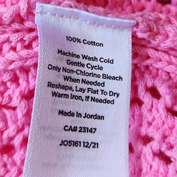 Talbots Open Knit Raglan Long Sleeve Pink Sweater Size Petite Medium - Picture 6 of 12